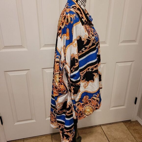 Women's Floral Button Down Shirt Dresses Casual Oversized Long Sleeve Button up - Picture 4 of 7